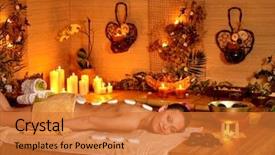  Presentation with massage therapy - Cool new PPT theme with therapy massage in bamboo spa backdrop and a red colored foreground