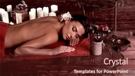  Presentation with massage therapy - Slide set consisting of therapy of woman in spa background and a tawny brown colored foreground