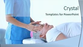  Presentation with rehab clinic - Theme consisting of therapy rehab - physiotherapist working with patient background and a cool aqua colored foreground