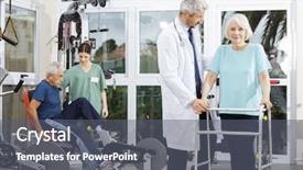  Presentation with walker - Presentation theme with therapy rehab - senior woman using walker while background and a gray colored foreground