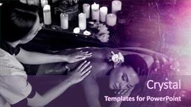  Presentation with ayurveda - Audience pleasing PPT theme consisting of therapy salon top view sepia backdrop and a violet colored foreground