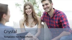  Presentation with young happy couple - Beautiful PPT layouts featuring therapy session with family backdrop and a seafoam green colored foreground