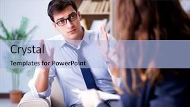  Presentation with medical therapy - Presentation theme having therapy sessions - medical concept with psychologist visit background and a light blue colored foreground