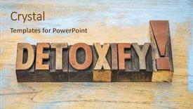  Presentation with color blocks - Beautiful PPT theme featuring therapy typing - detoxify exclamation in vintage letterpress backdrop and a  colored foreground