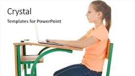  Presentation with posture - Amazing PPT theme having therapy typing - incorrect posture concept schoolgirl sitting backdrop and a white colored foreground