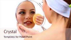  Presentation with cleansing - PPT layouts consisting of therapy typing - young woman cleansing her face background and a lemonade colored foreground