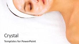  Presentation with facial - PPT layouts enhanced with therapy typing - young woman with creamy facial background and a white colored foreground