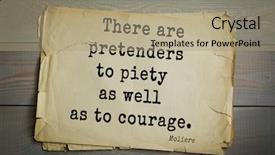  Presentation with comedian - Amazing PPT theme having there are pretenders to piety backdrop and a coral colored foreground