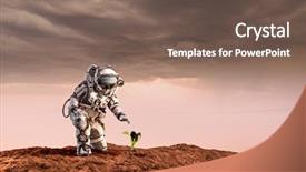  Presentation with planet mars - Slide set with there is life on other background and a tawny brown colored foreground