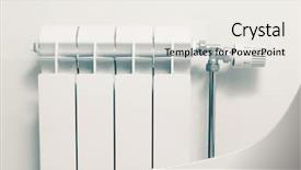  Presentation with engineering - Theme having thermal engineering - heating radiator at home background and a sky blue colored foreground