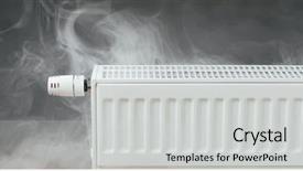  Presentation with steam engineering - PPT theme consisting of thermal engineering - heating radiator with warm steam background and a light gray colored foreground