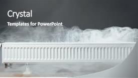  Presentation with steam engineering - Beautiful PPT theme featuring thermal engineering - heating radiator with warm steam backdrop and a dark gray colored foreground