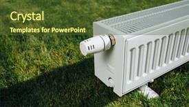  Presentation with green lawn - PPT theme consisting of thermal engineering - radiator on green lawn ecological background and a tawny brown colored foreground