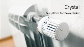  Presentation with temperature - Slide set enhanced with thermal engineering - temperature knob of heating radiator background and a white colored foreground