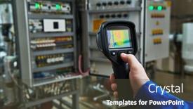  Presentation with imaging - Colorful presentation theme enhanced with thermography - thermal imaging inspection of electrical backdrop and a dark gray colored foreground