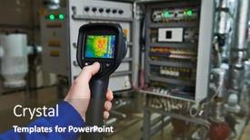  Presentation with electrical - Cool new slide deck with thermal-imaging-inspection-of-electrical backdrop and a tawny brown colored foreground