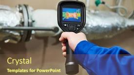  Presentation with inspection - PPT theme with thermal-imaging-inspection-of-heating background and a tawny brown colored foreground