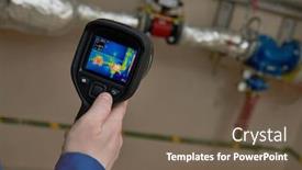  Presentation with water pump - Beautiful PPT layouts featuring thermal imaging inspection of water pump equipment backdrop and a violet colored foreground