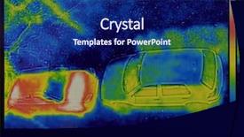  Presentation with night vision - PPT theme with thermal imaging of cars night background and a navy blue colored foreground