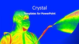  Presentation with scanner - Colorful PPT theme enhanced with thermal-scanner-detecting-infected-people backdrop and a dark gray colored foreground