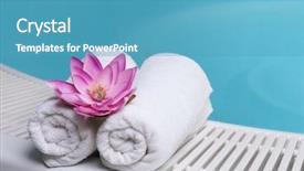  Presentation with lotus flower - Cool new PPT theme with thermal water - beautiful lotus flower on towels backdrop and a teal colored foreground