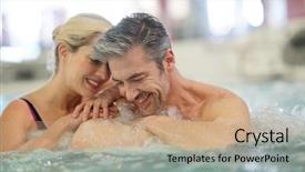  Presentation with hot tub - Slides with thermal water - couple relaxing in thalassotherapy hot background and a coral colored foreground
