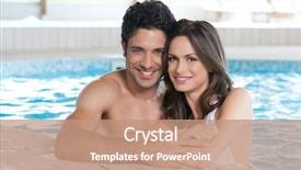  Presentation with swimmingpool - Beautiful PPT layouts featuring thermal water - happy smiling couple looking backdrop and a coral colored foreground