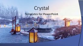  Presentation with hot springs - Colorful PPT theme enhanced with thermal water - hot springs outdoor in jilin backdrop and a light blue colored foreground