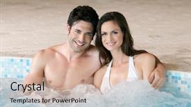  Presentation with spa meditation relaxing - Colorful PPT theme enhanced with thermal water - smiling loving couple relaxing together backdrop and a lemonade colored foreground