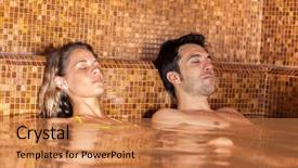  Presentation with relaxing - Amazing presentation theme having thermal water - young couple relaxing backdrop and a coral colored foreground