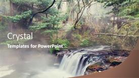  Presentation with waterfall - Presentation design featuring thermal-waterfall-on-kerosene-creek background and a gray colored foreground