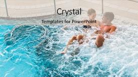  Presentation with water well - Theme having thermal wellness spa on water background and a lemonade colored foreground