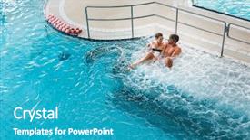  Presentation with water treatment - Audience pleasing presentation theme consisting of thermal wellness spa on water backdrop and a teal colored foreground