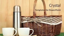  Presentation with grass - Presentation theme featuring thermic - metal thermos with cups background and a  colored foreground