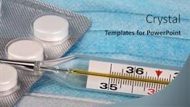  Presentation with medical pills - Slides enhanced with thermometer-and-pills-on-blue background and a light blue colored foreground