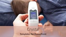  Presentation with temperature - Slide deck featuring thermometer-in-a-man-s background and a coral colored foreground