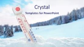  Presentation with temperature - Amazing PPT theme having thermometer registering temperature below zero backdrop and a  colored foreground