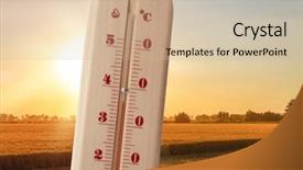  Presentation with hot thermometer - Slides with thermometer showing high temperature background and a soft green colored foreground