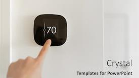  Presentation with indoor winter - Slide deck having thermostat-indoor-smart-home background and a light gray colored foreground
