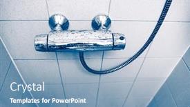  Presentation with bar - Presentation design having thermostatic-shower-mixer-bar background and a teal colored foreground