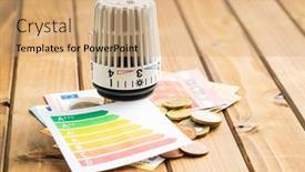  Presentation with energy label - Presentation featuring thermostatic-valve-head-euro-money background and a coral colored foreground