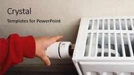  Presentation with controls - Colorful slides enhanced with thermostats - child hand controls thermostatic knob backdrop and a mint green colored foreground