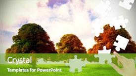  Presentation with puzzle green - Cool new slides with these fingers against tree backdrop and a  colored foreground