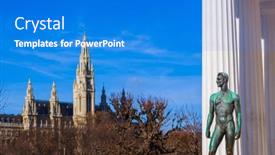  Presentation with vienna - Presentation design featuring theseus-temple-and-cityhall background and a cobalt blue colored foreground