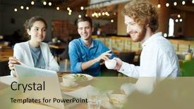  Presentation with thesis - Beautiful theme featuring thesis - young man with cup backdrop and a coral colored foreground