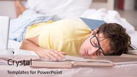 Presentation with bed - Theme consisting of thesis - young student studying in bed background and a lemonade colored foreground