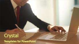  Presentation with planning - Cool new slides with thesis management - businessman planning work and browsing backdrop and a  colored foreground