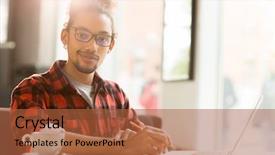  Presentation with thesis - Cool new slide deck with thesis management - handsome young man looking backdrop and a red colored foreground