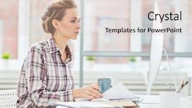  Presentation with monitor computer - Amazing slides having thesis management - serious young manager or web backdrop and a soft green colored foreground