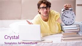  Presentation with bed - Amazing slide deck having thesis management - young student studying in bed backdrop and a  colored foreground